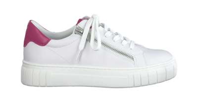 Marco Tozzi Women’s White/ Pink Trainer 2-23764-41 Lace up Zip