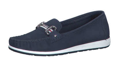Marco Tozzi Ladies Leather Loafer 24601-42 Navy Nubuck with buckle