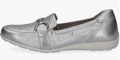 Caprice Ladies Leather Loafer 24650-42 in Silver Metallic Moccasin