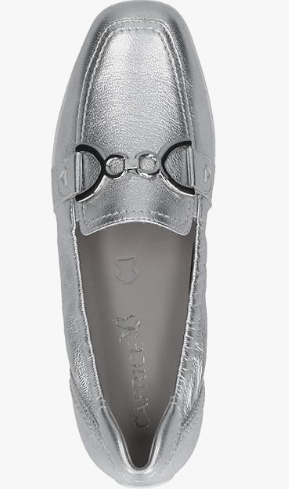 Caprice Ladies Leather Loafer 24650-42 in Silver Metallic Moccasin