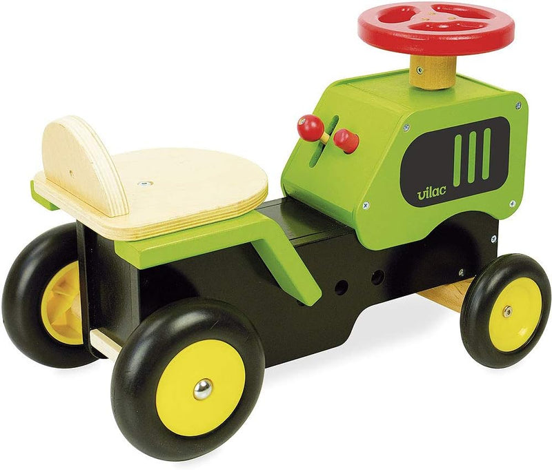Vilac Wooden Ride on Tractor With Sound Effects, Develops Balance, Motor Skills, Dexterity, Imaginative Play, 18 Months+
