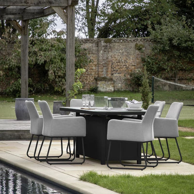 Elba 6 Seater Dining Set with Fire Pit Table Slate