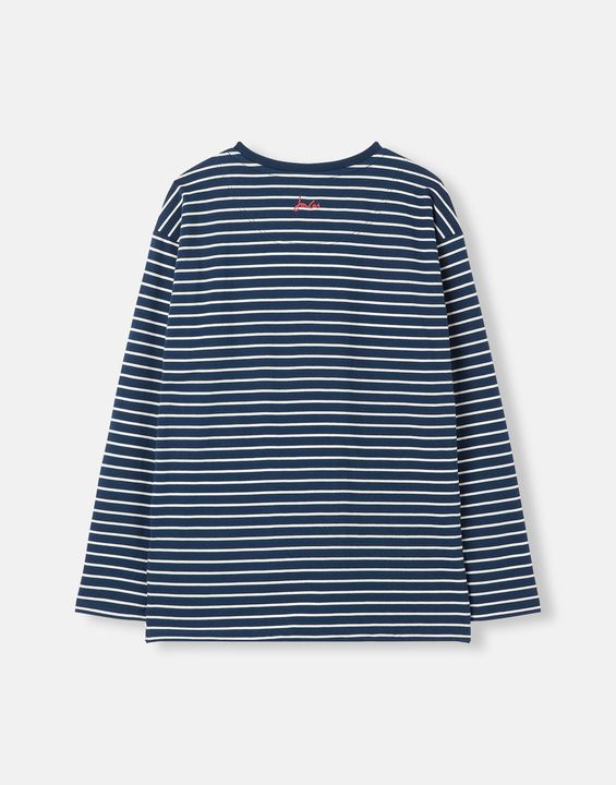 Joules Girls Ava Long Sleeve T-Shirt - Navy Cream Stripe