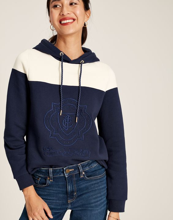 Joules Womens Alexa Embroidered Hooded Sweatshirt - French Navy
