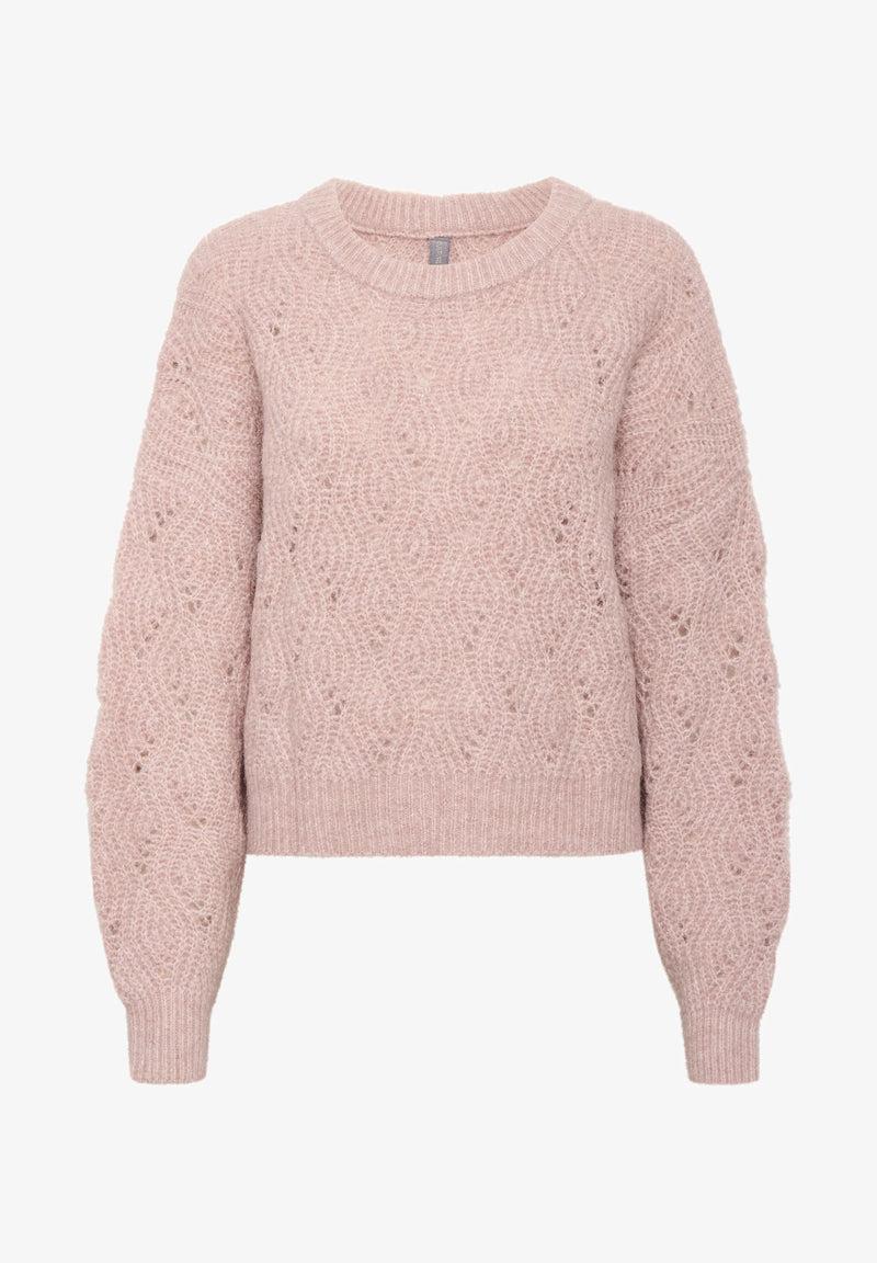 Culture Ladies CUkimmy Knit Pullover in Pale Mauve Melange