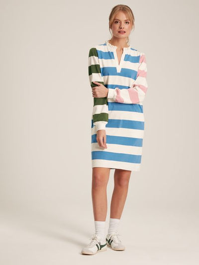 Joules Women’s Sophia Hotch Potch - Multi Striped Cotton Rugby Shirt Dress