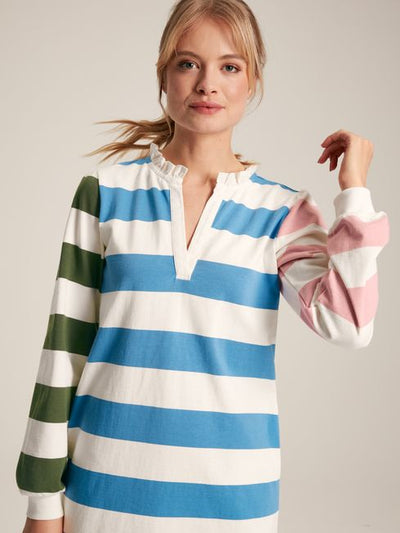 Joules Women’s Sophia Hotch Potch - Multi Striped Cotton Rugby Shirt Dress