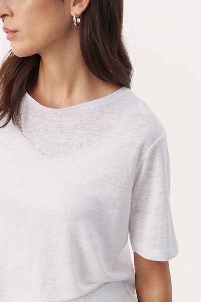 Part Two Women’s Emme Linen T-Shirt in Bright White, EmmePW Tee