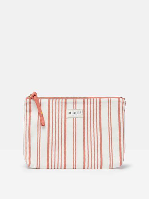 Joules Carry Well Red and Cream Zip Pouch