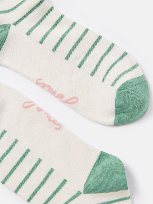 Joules Embroidered Green/ White Ankle Socks