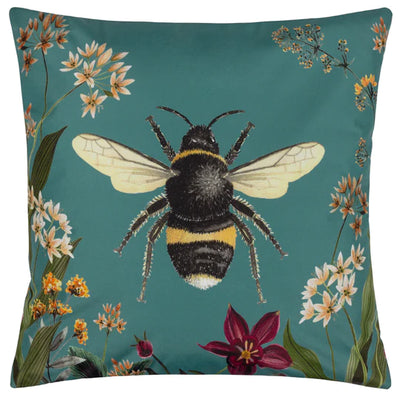 Wylder Midnight Garden Bee Outdoor Cushion Teal
