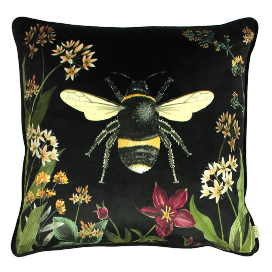 Evans Lichfield Midnight Garden Bee Cushion Black