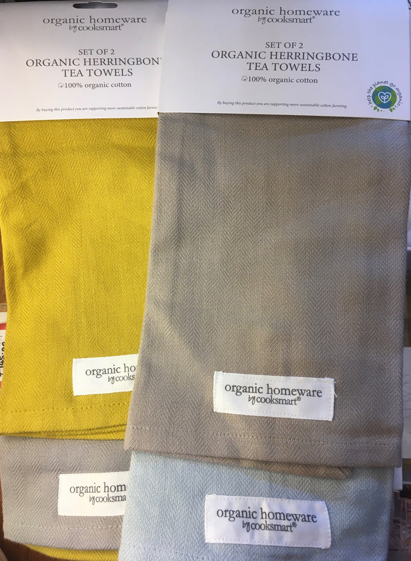 Set of 4 Organic Herringbone Tea towels