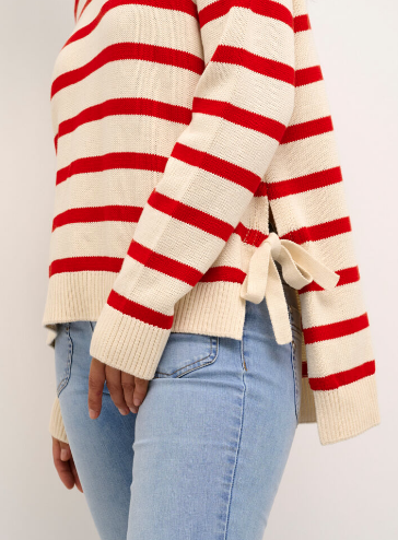 Culture Women’s CUbitta Stripe Pullover in WhiteCap/RedStripe
