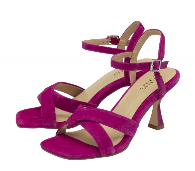 Lotus Ladies Kitten Heel Sandal Fiorella ULS460 in Pink Suede Jacksons of Saintfield