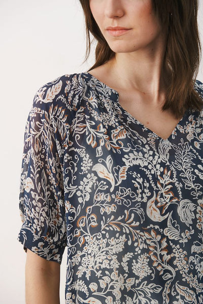 Part Two Womens PopsyPW Blouse - Midnight Navy Botanical