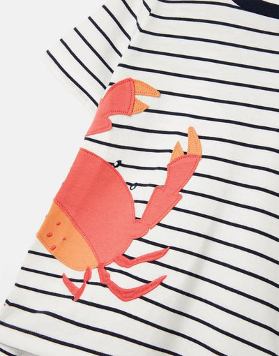 Joules Boy Crab Top-Archie Short Sleeve Applique T-Shirt 2-8 Years