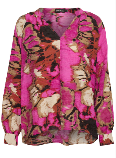 Soaked In Luxury Ladies Blouse SLImana LS in Picante Large Scale Flora, Imana
