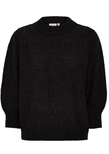 Ichi Ladies Pullover IHKamara in Black, Kamara plain Knitted Jumper