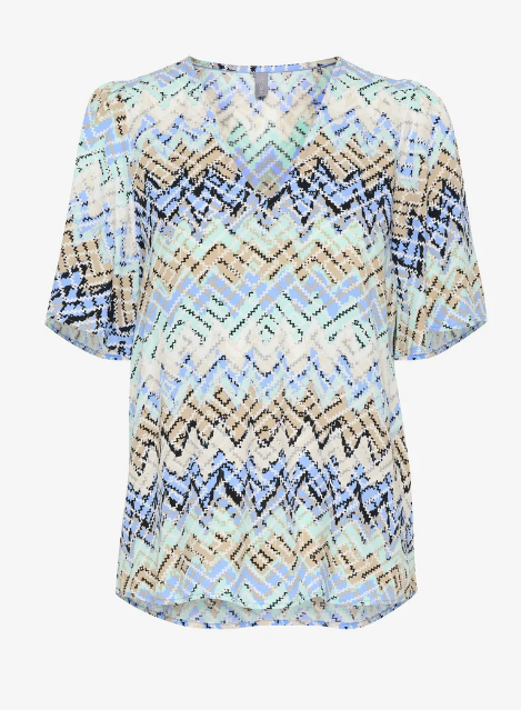Culture Ladies CUkendall ss blouse Blue Graphic, Kendall
