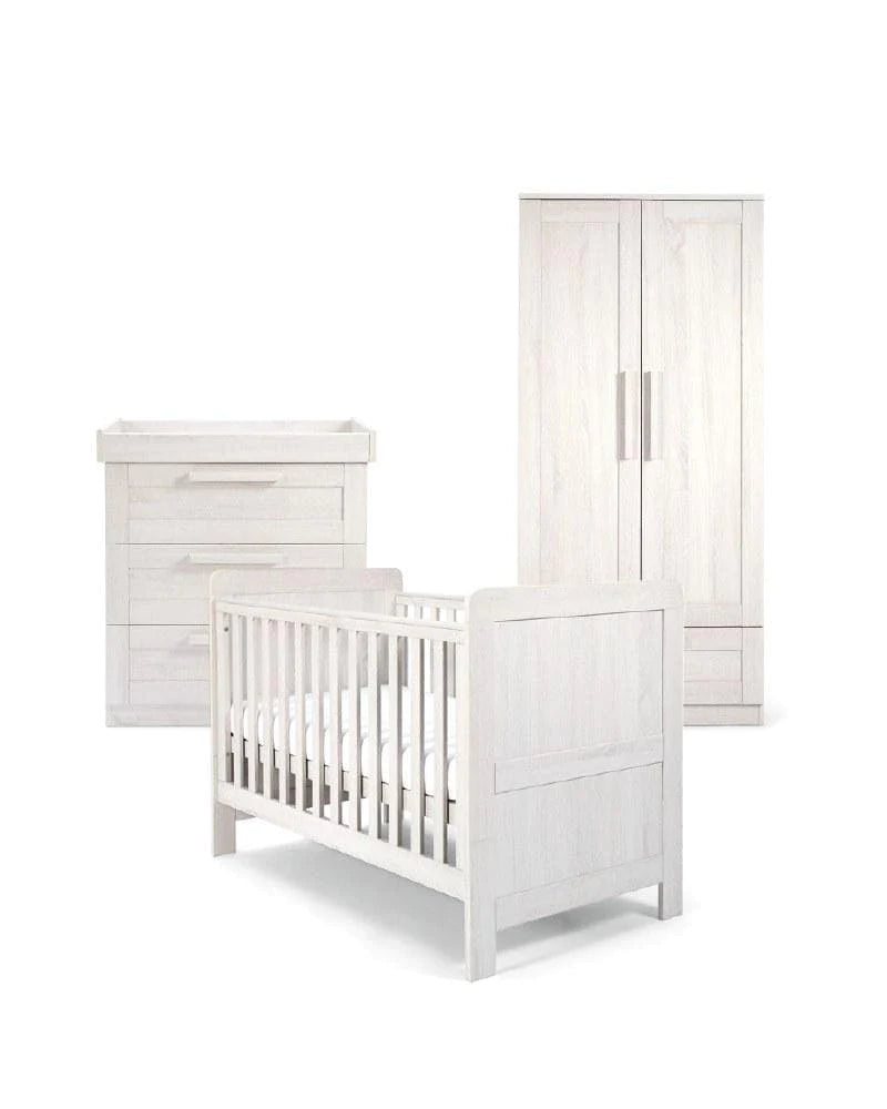 Mamas & Papas Atlas 3 Piece Cotbed Range with Dresser Changer and Wardrobe - Nimbus White