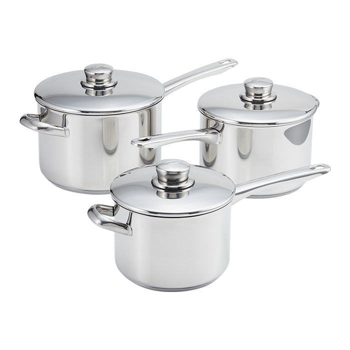 Stellar 8000 Classic 3 Piece Saucepan Set S8A1 Stainless Steel Induction Ready