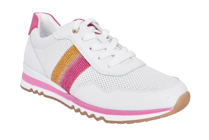 Marco Tozzi Ladies Sparkly Trainer 23745-42 in White Pink