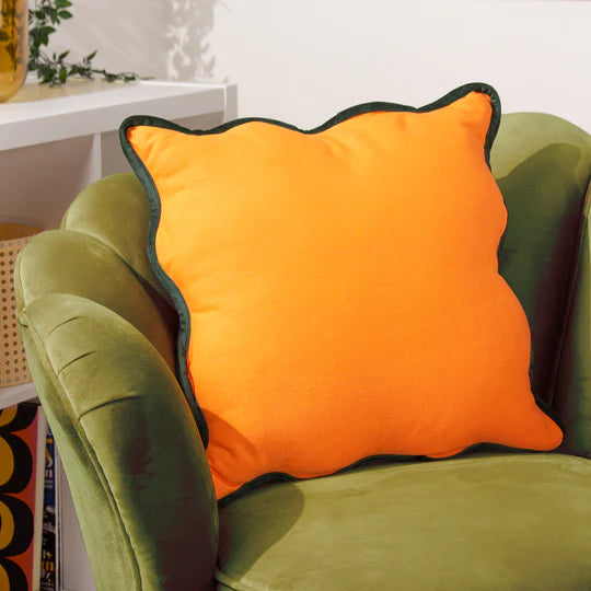 heya home Wiggle Velvet Reversible Cushion Orange/Green