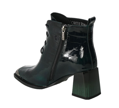 Loretta Vitale Block Heel Ankle Boots Y99 in Green
