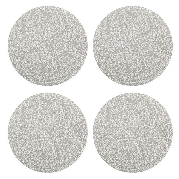 Denby Monsoon Filigree Silver Round Placemats 4 Pack