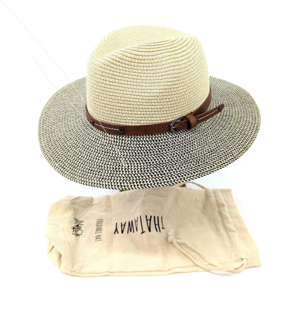 Black Ginger Foldable Ladies Panama Hat in Mottled or Mint Green