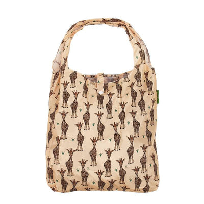 Eco Chic Giraffes Beige Recycled Foldaway Shopper Bag