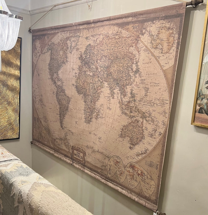 Large Fabric Hanging World Map