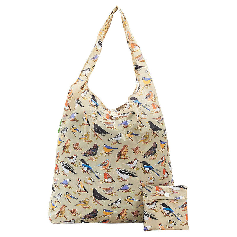Eco Chic Green Wild Birds Recycled Foldaway Shopper Bag