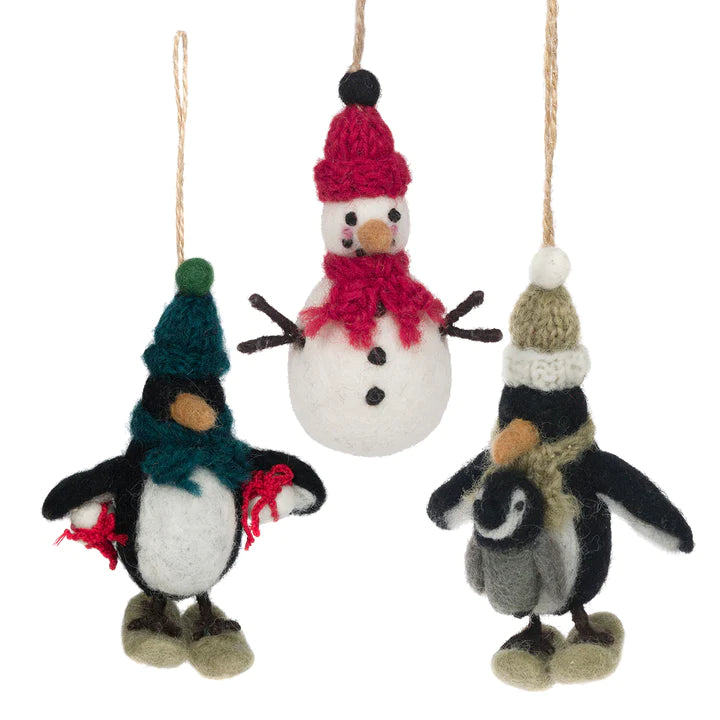 Sophie Allport Snow Season Penguins Felt Decorations (Set of 3)