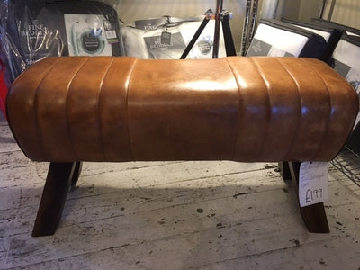 Bench Stool Leather Brown