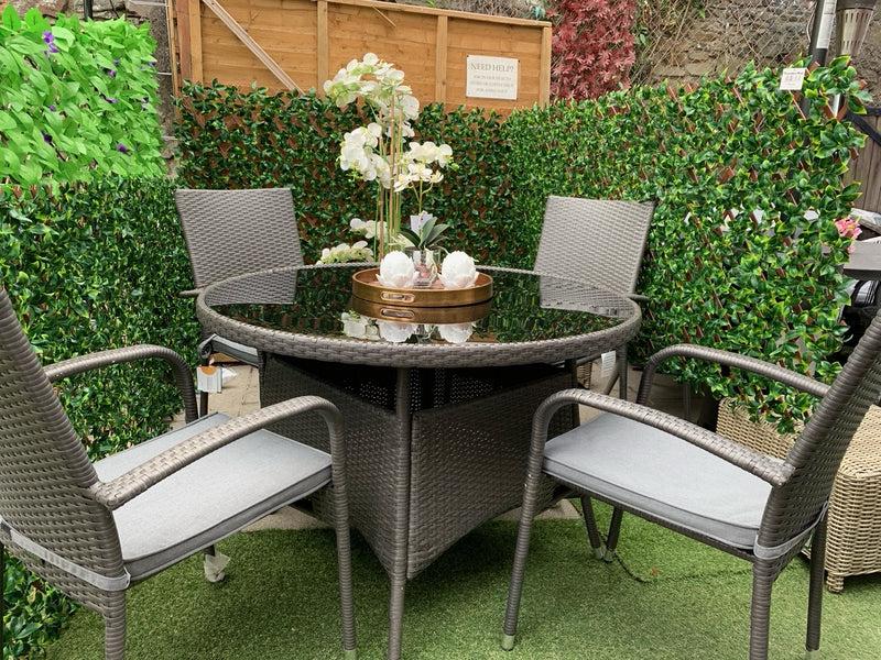 Royalcraft Malaga Grey Rattan 4 Seater Stacking Dining Set, Collect in-store ONLY