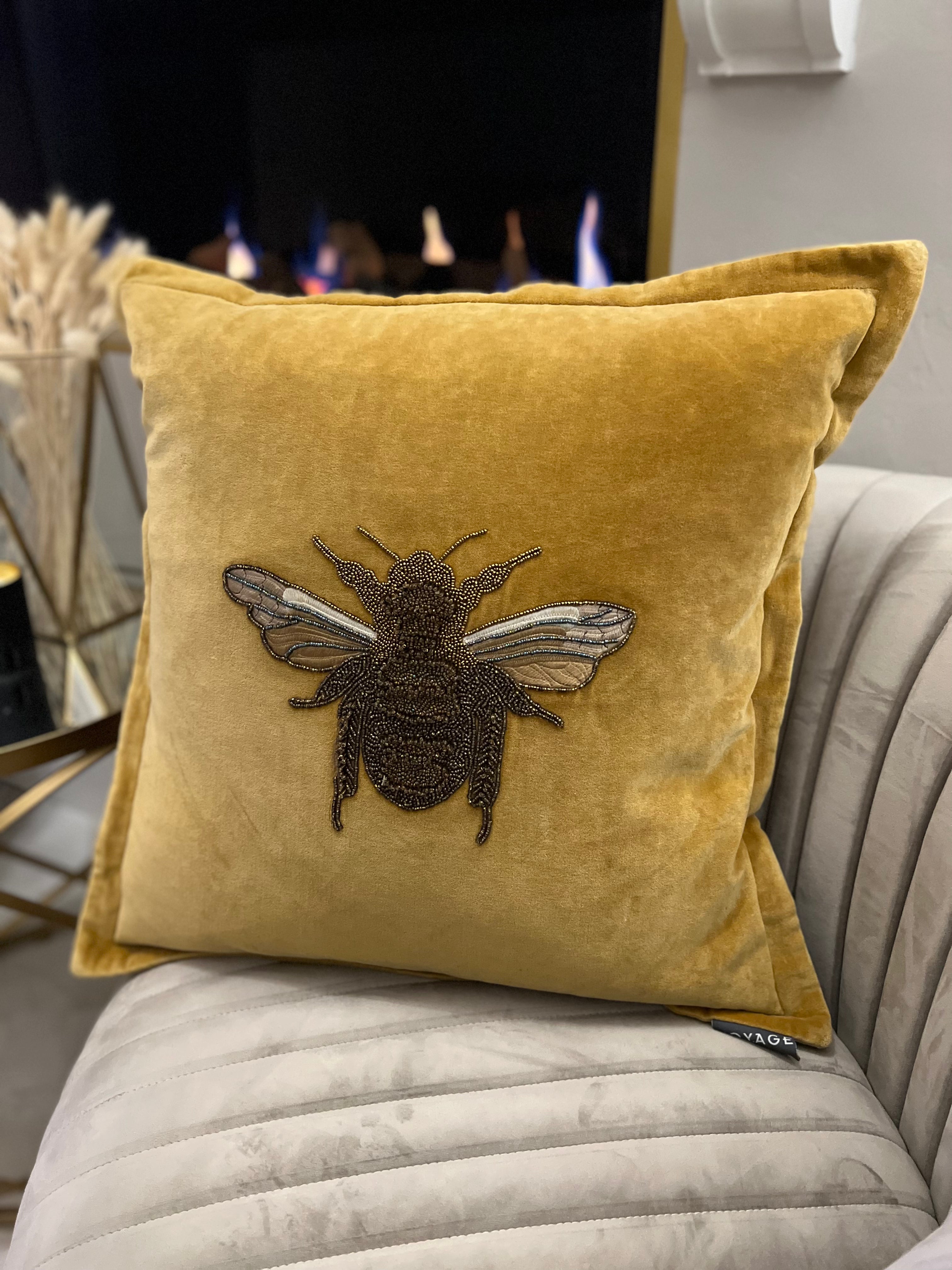 Voyage Cushion Layla Bee Mustard Jacksons of Saintfield