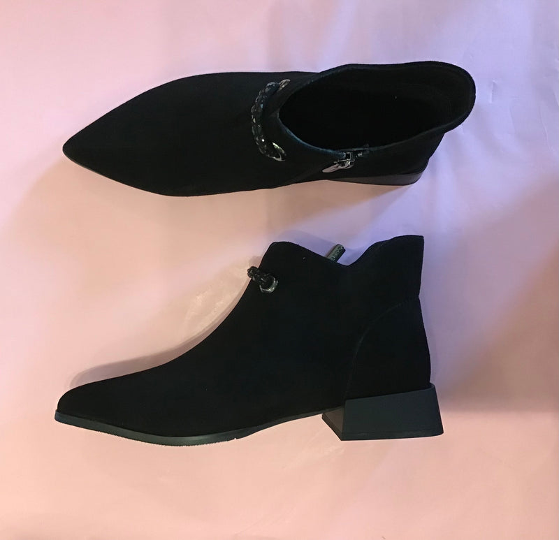 Loretta Vitale ladies ankle boots, Black suede zip up, 1R07-F264