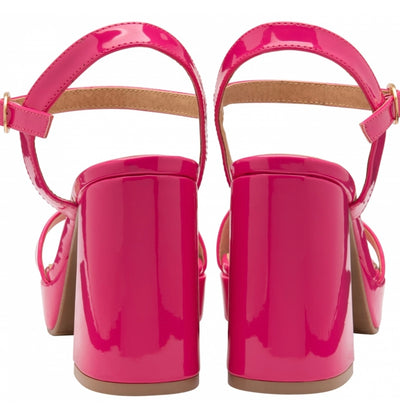 Ravel Womens Moray Block Heeled Open-Toed Sandals- Magenta Pink Patent