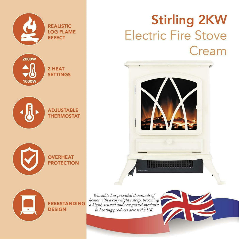 Warmlite Stirling Electric Stove Cream