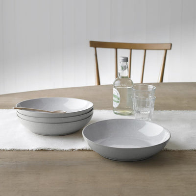 Bundle Deal Denby Dove Grey 12 Piece Tableware Set & 4 Piece Pasta Bowl Set