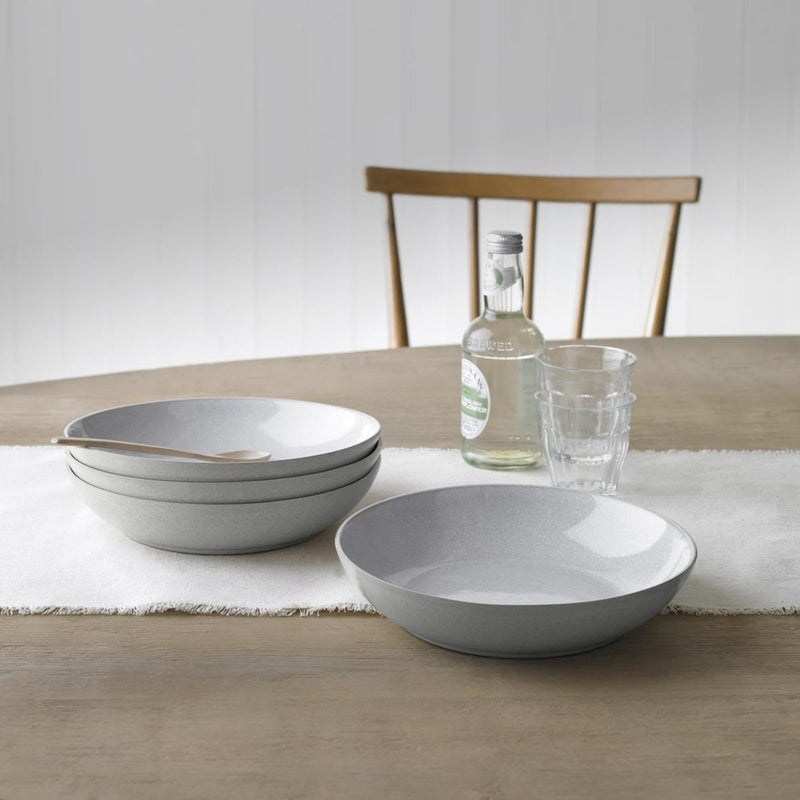 Bundle Deal Denby Dove Grey 12 Piece Tableware Set & 4 Piece Pasta Bowl Set