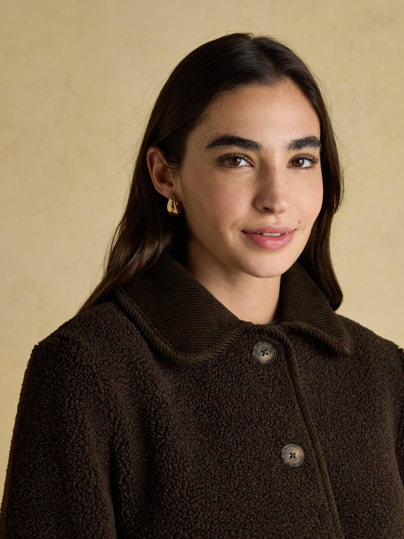 Joules Women’s Sadie Fleece Jacket in Chocolate