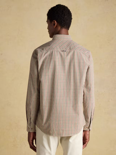 Joules Men’s Cotton Poplin Brown Long Sleeve Gingham Shirt