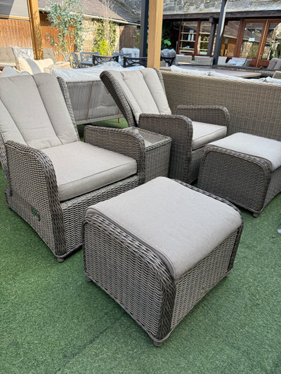 Elba Reclining High Back Lounge Set With Footstools & Side Table