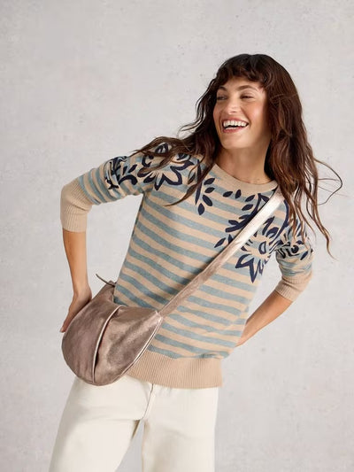 White Stuff Women’s Olive Print Jumper in Green MLT