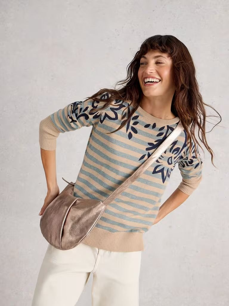 White Stuff Women’s Olive Print Jumper in Green MLT