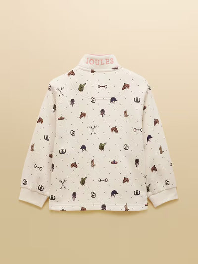 Joules Girls' Burnham Cream Funnel Neck Sweatshirt in Cream