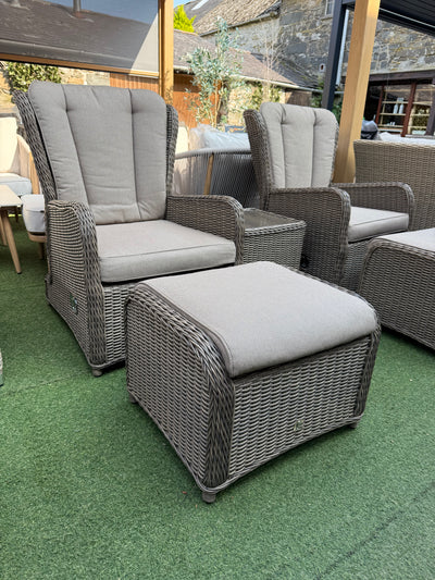 Elba Reclining High Back Lounge Set With Footstools & Side Table